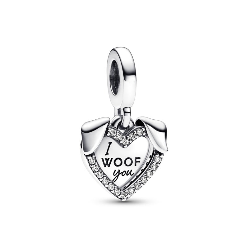 Heart and Dog Double Dangle Charm