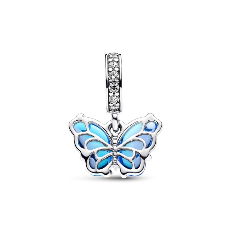 Blue and Purple Murano Butterfly Dangle Charm