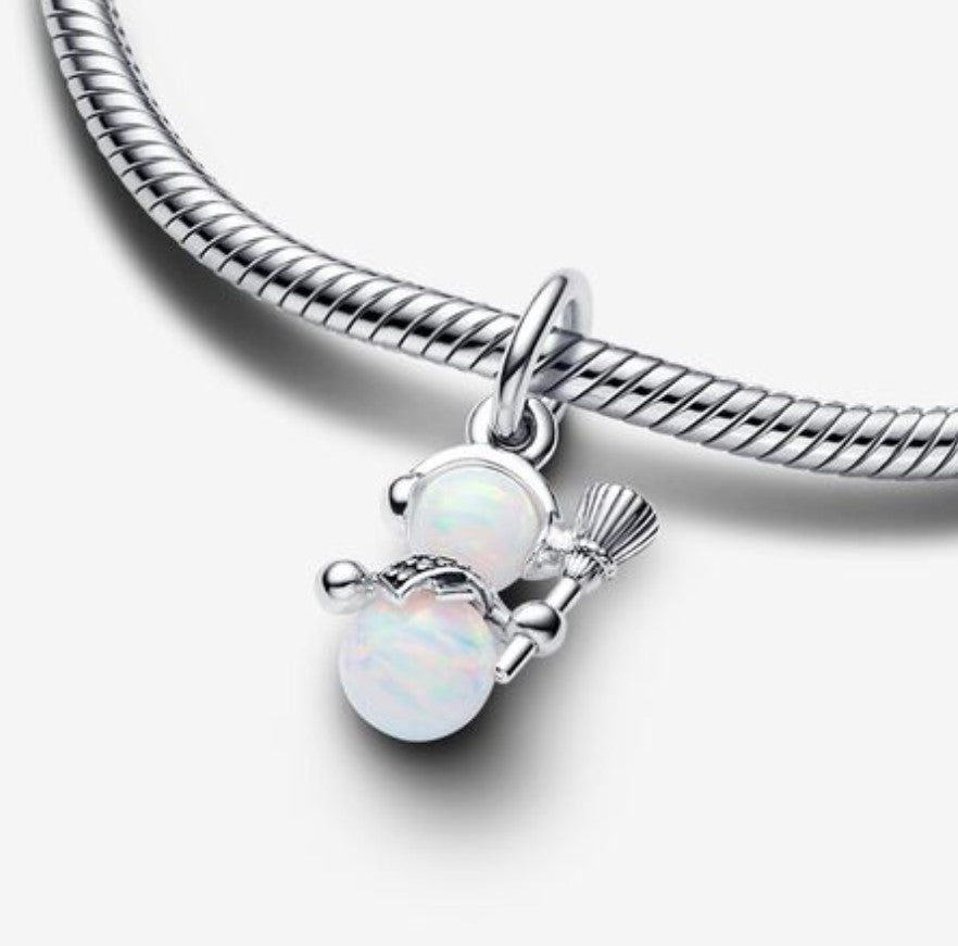 Christmas Opal Snowman Dangle Charm