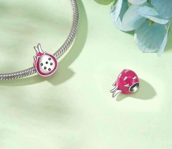 Pomegranate Pink Enamel Bead Charm
