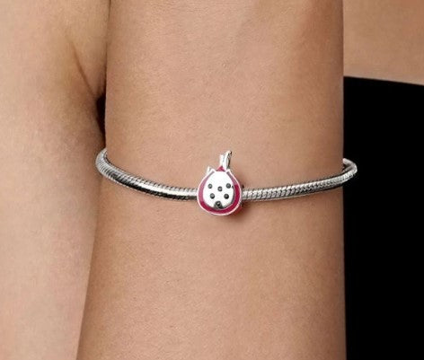 Pomegranate Pink Enamel Bead Charm