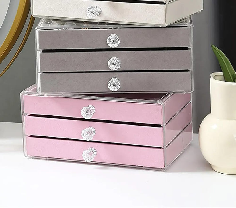 Jewellery storage box with 3 compartments