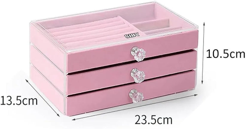 Jewellery storage box with 3 compartments