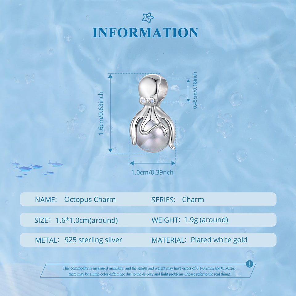 Octopus and Pearl Bead Charm