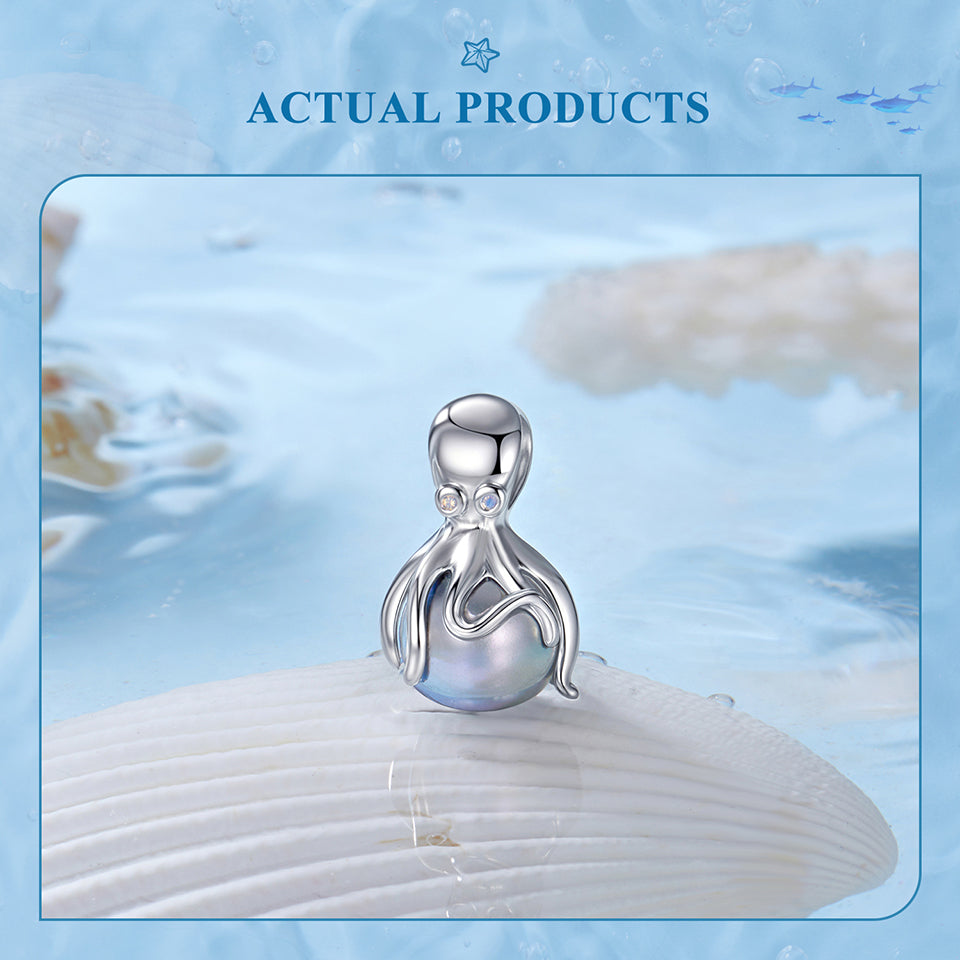 Octopus and Pearl Bead Charm