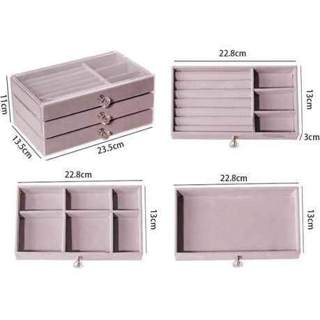Luxury Acrylic 3-Drawer Jewellery Organizer – Velvet Lined & Crystal Handle Storage Box