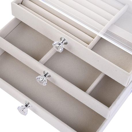 Luxury Acrylic 3-Drawer Jewellery Organizer – Velvet Lined & Crystal Handle Storage Box
