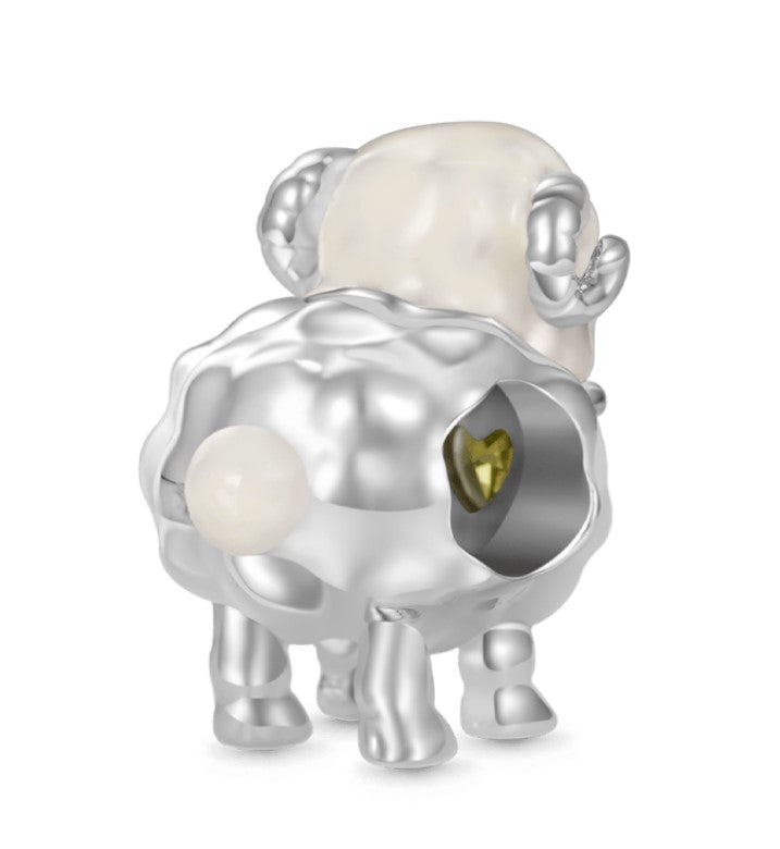 Sheep Yellow CZ Heart Bead Charm