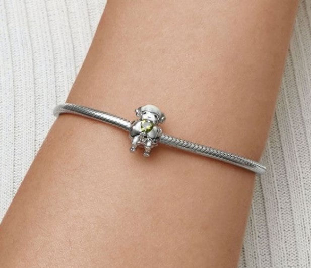 Sheep Yellow CZ Heart Bead Charm