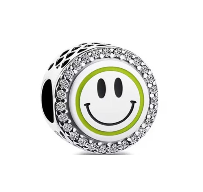 Sparkling Smiley Face Bead Charm
