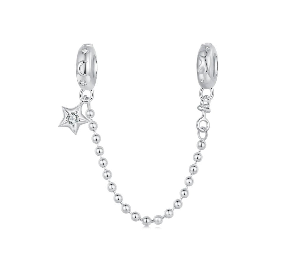 Beaded Star and Moon SILICONE Safety Chain