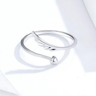 Feather And Heart Adjustable Ring