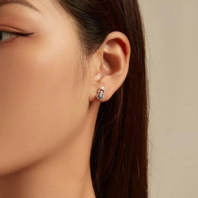 Purple and Blue CZ Scarab Earrings