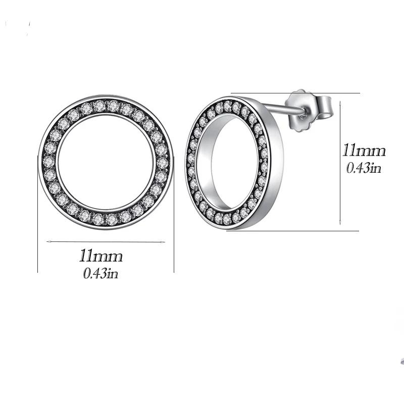 Round CZ Circle Stud Earrings