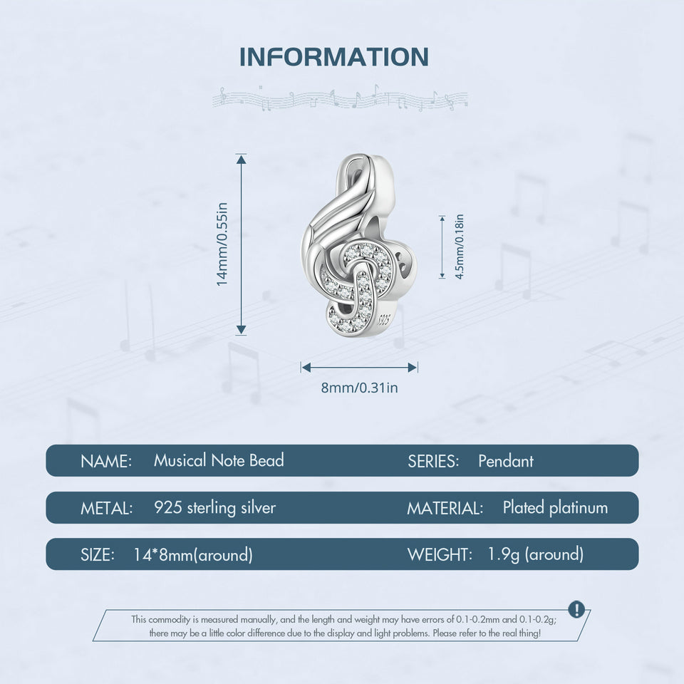 CZ Music Note Bead Charm