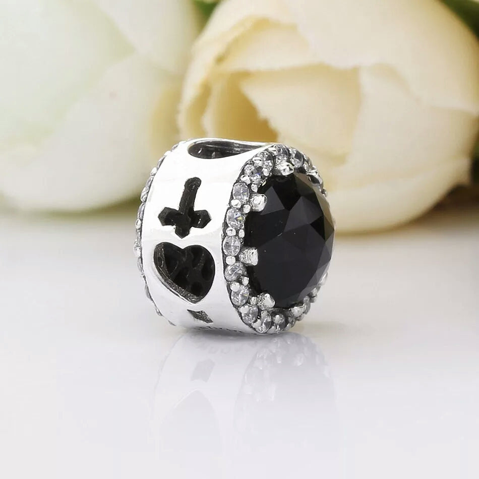 Black Glass Bead Charm