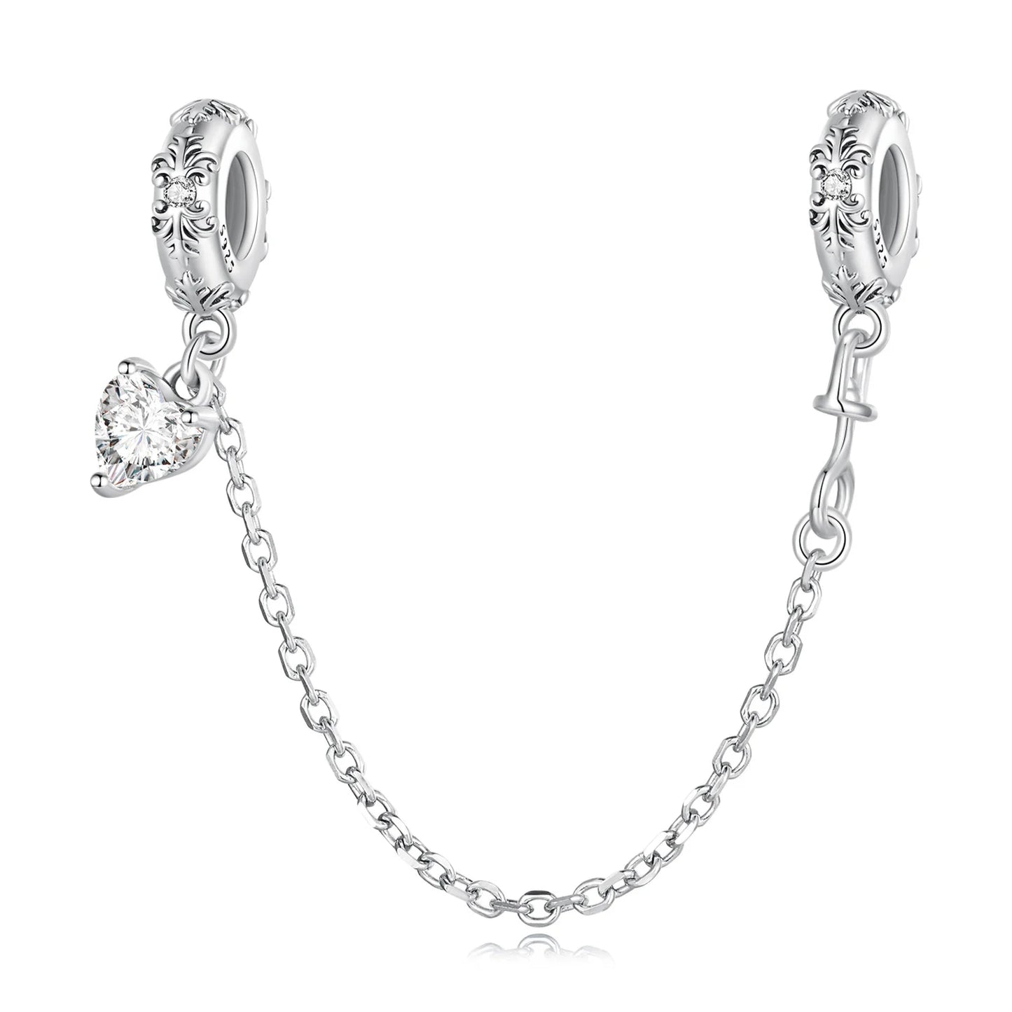 Clear CZ Heart SILICONE Safety Chain