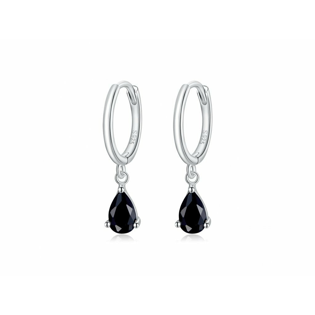 Cz Black Dangle Hoop earrings