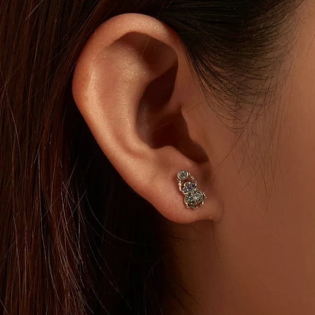 Purple and Blue CZ Scarab Earrings