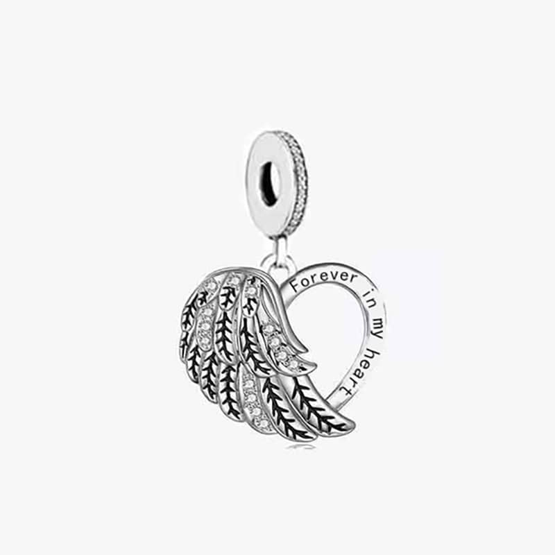 Forever In My Heart Clear CZ Wing Heart Bead Charm