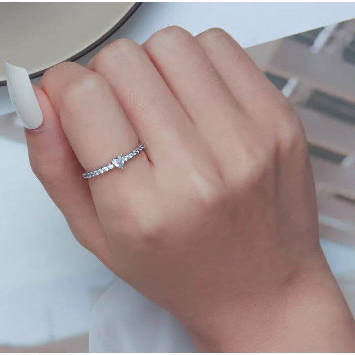 Clear CZ Heart Ring
