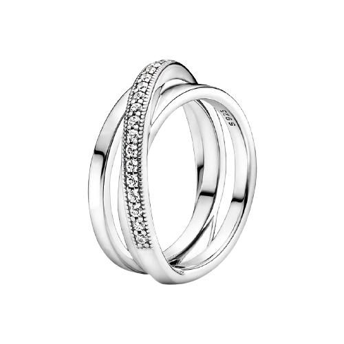 Crossover Pave Triple Band Ring