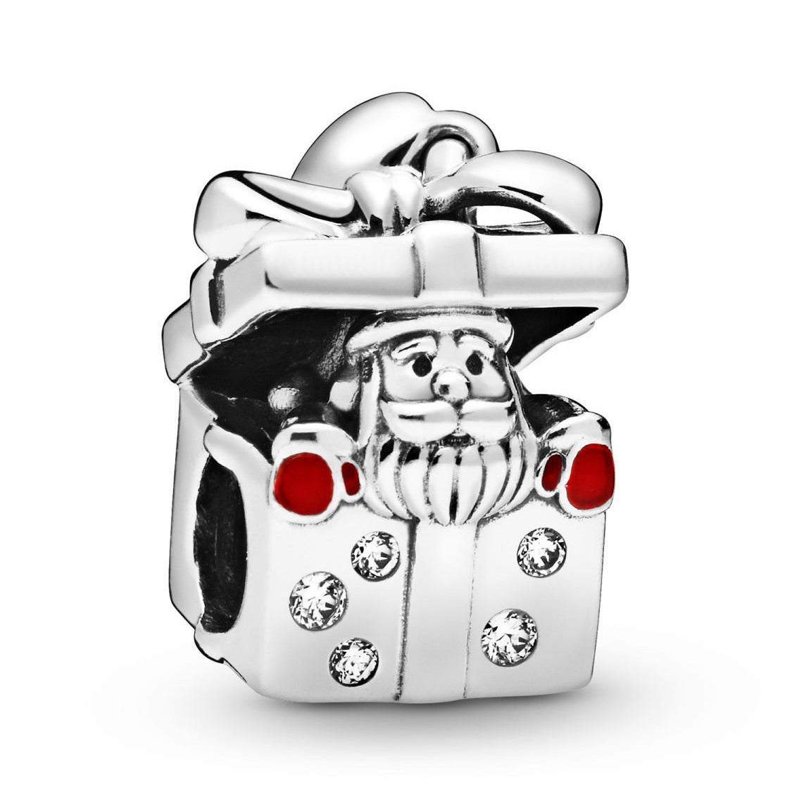 Santa in a Gift Box Christmas Bead Charm