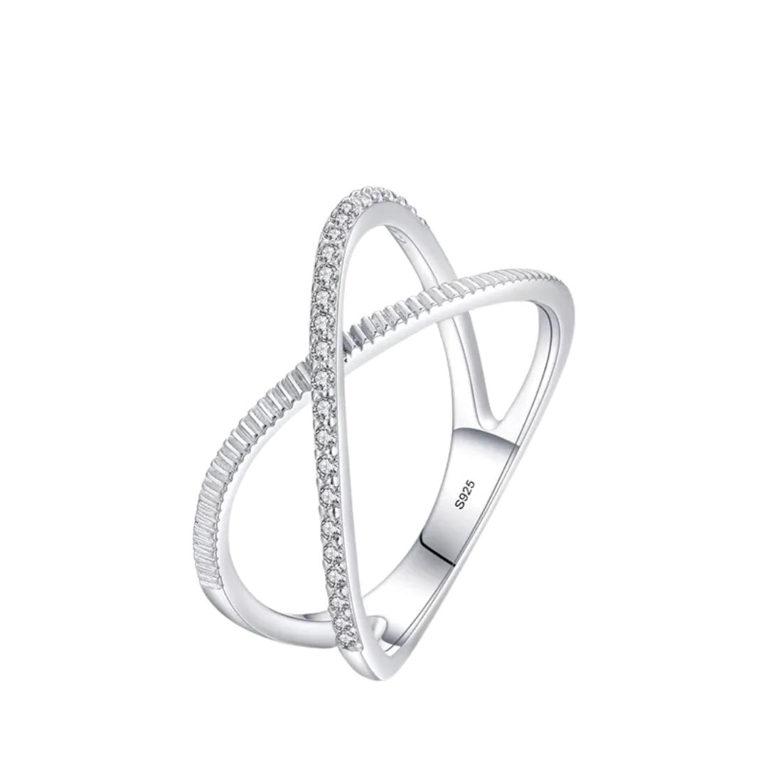 Clear CZ Cross Over Ring