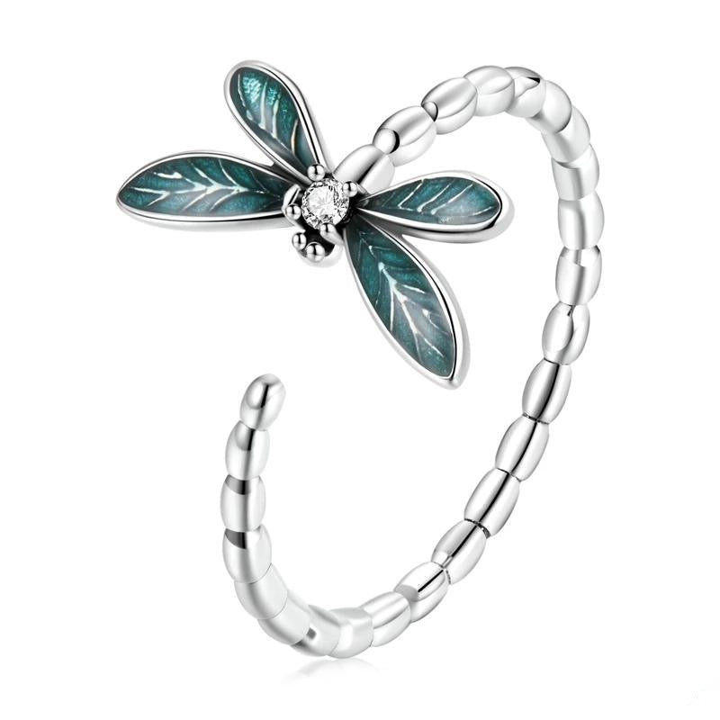 Green Dragonfly Adjustable Ring