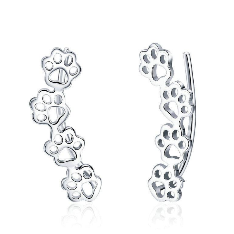 Cat and Dog Paw Prints Trail Stud Earrings