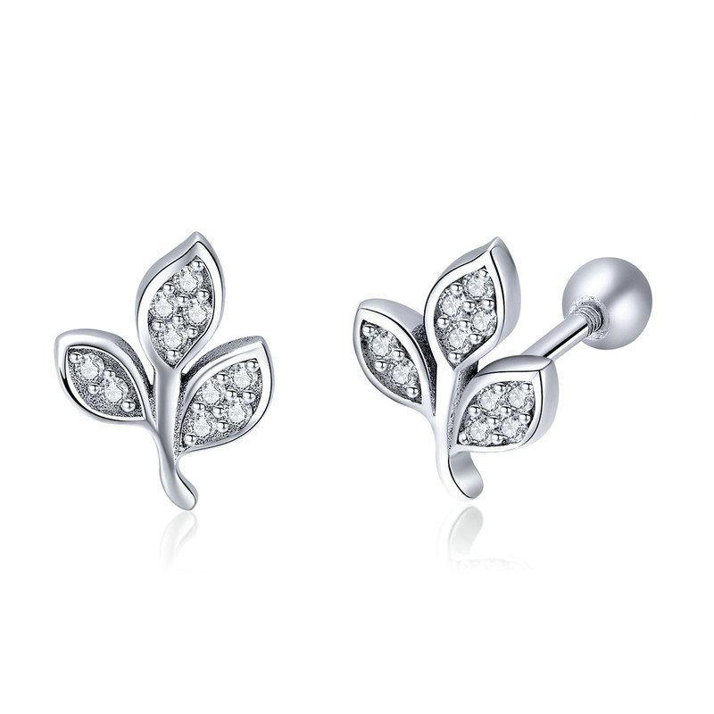 Tree of Life Dazzling CZ Tree Leaves Stud Earrings