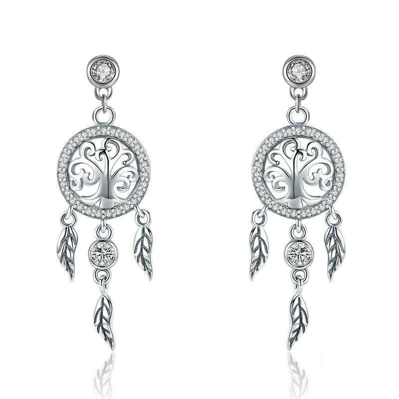 Tree of Life Dream Catcher Drop Earrings