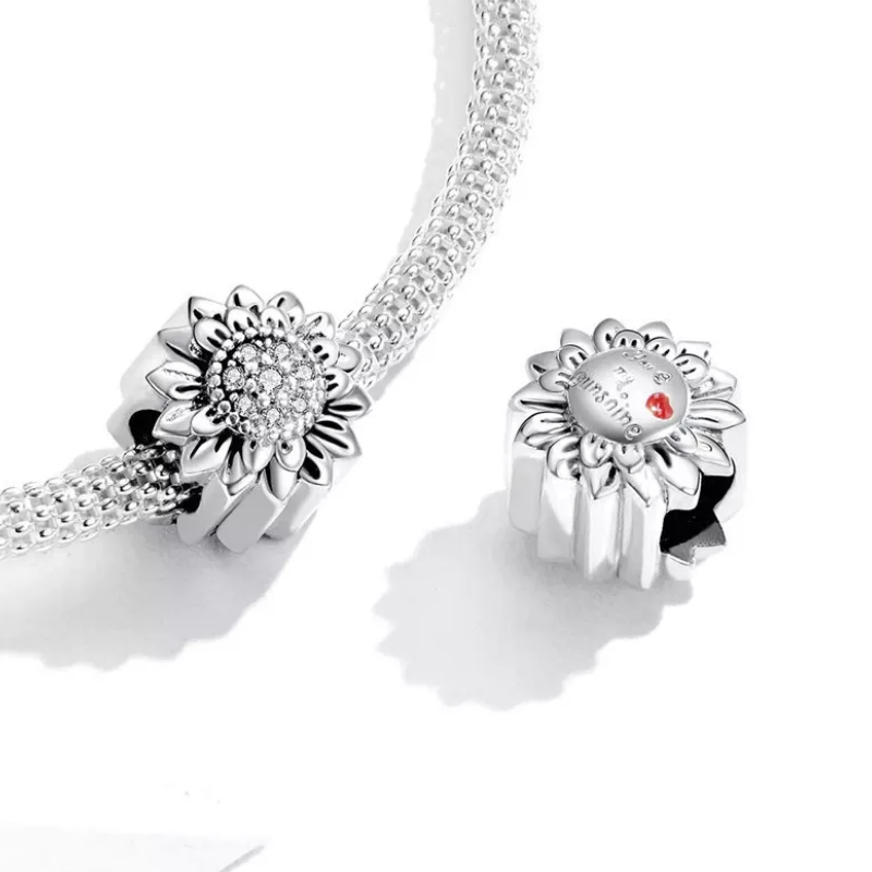 Dazzling Sunflower CZ Bead Charm