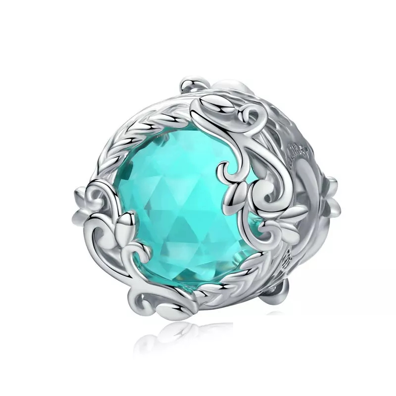 Sea Green Glass Patterned Bead Charm