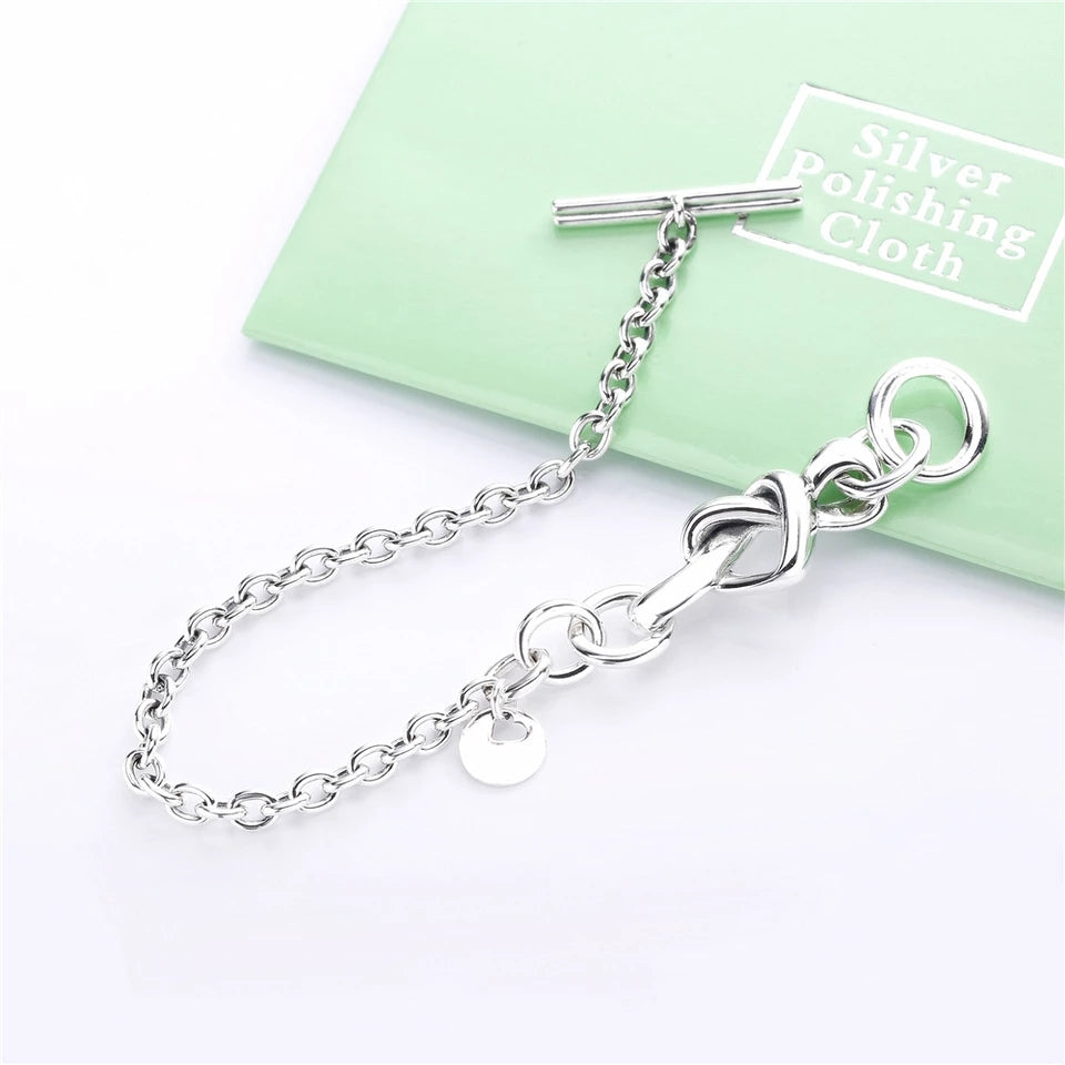 Knotted Heart Link Bracelet