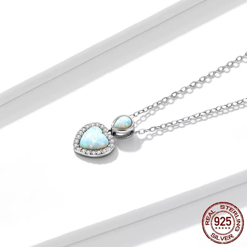 Opal Heart Pendant Necklaces