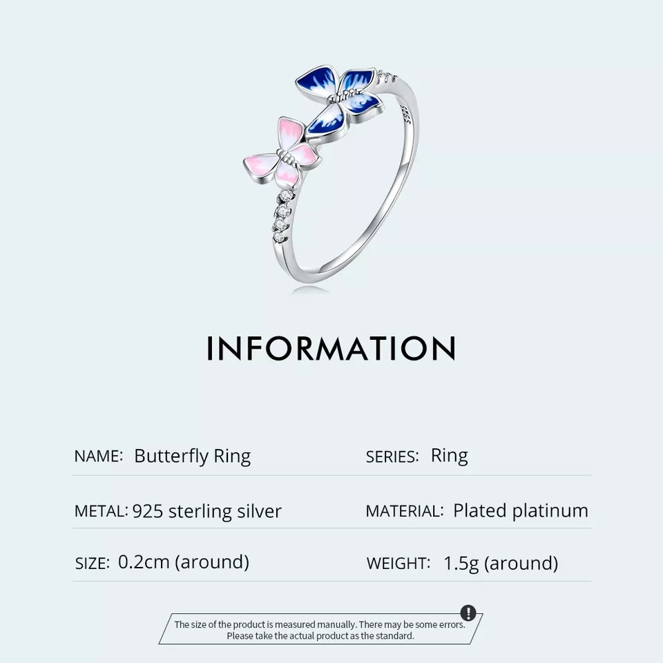 Pink and Blue Butterfly Ring