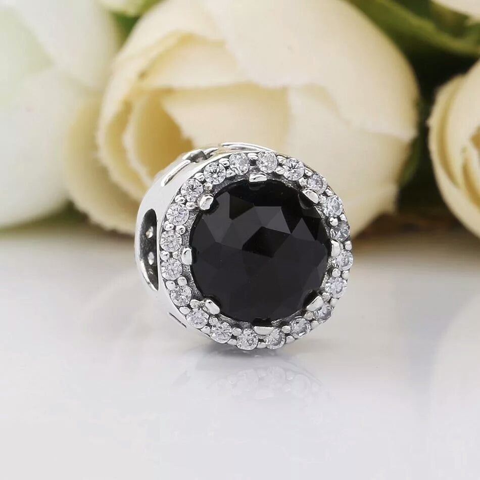 Black Glass Bead Charm