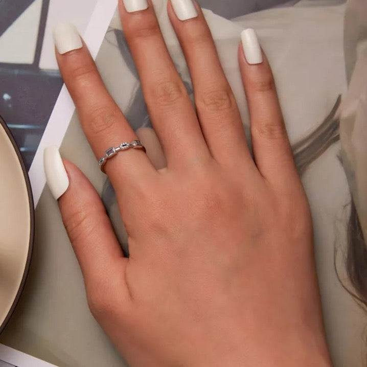 Square Cubic Zircon Stackable Ring