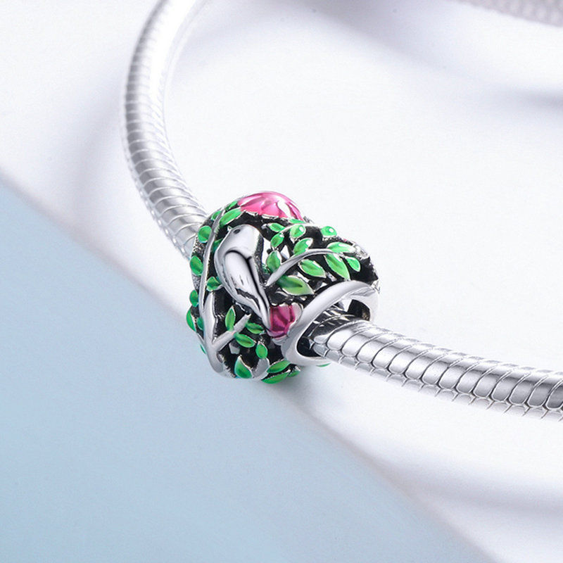 Bird in the Woods Heart Charm