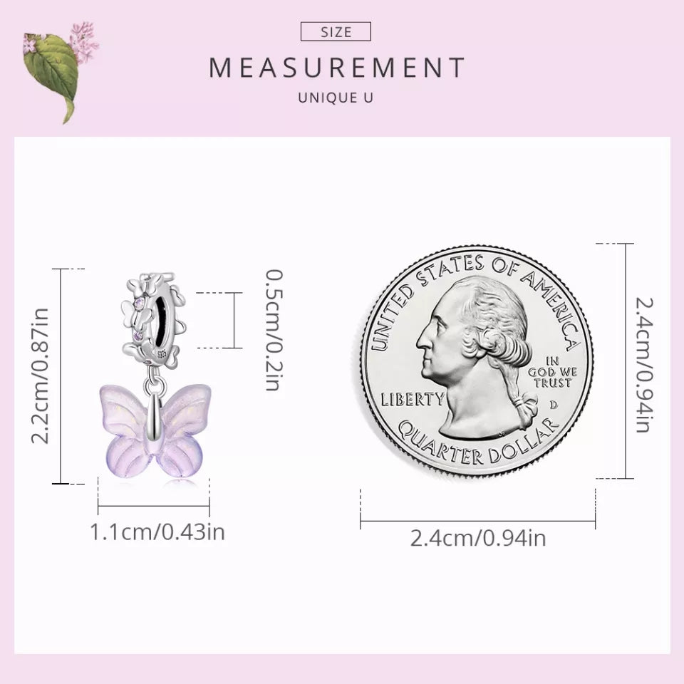 Purple Butterfly Dangle Charm