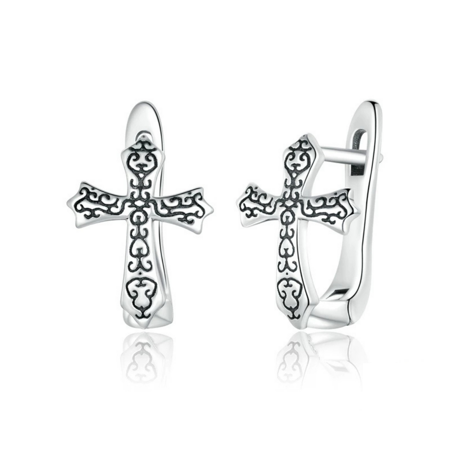 Vintage Cross Hoop Earrings