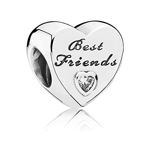 CZ Best Friends Heart Bead Charm