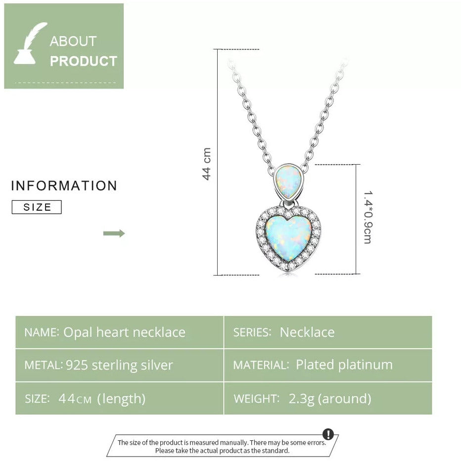 Opal Heart Pendant Necklaces