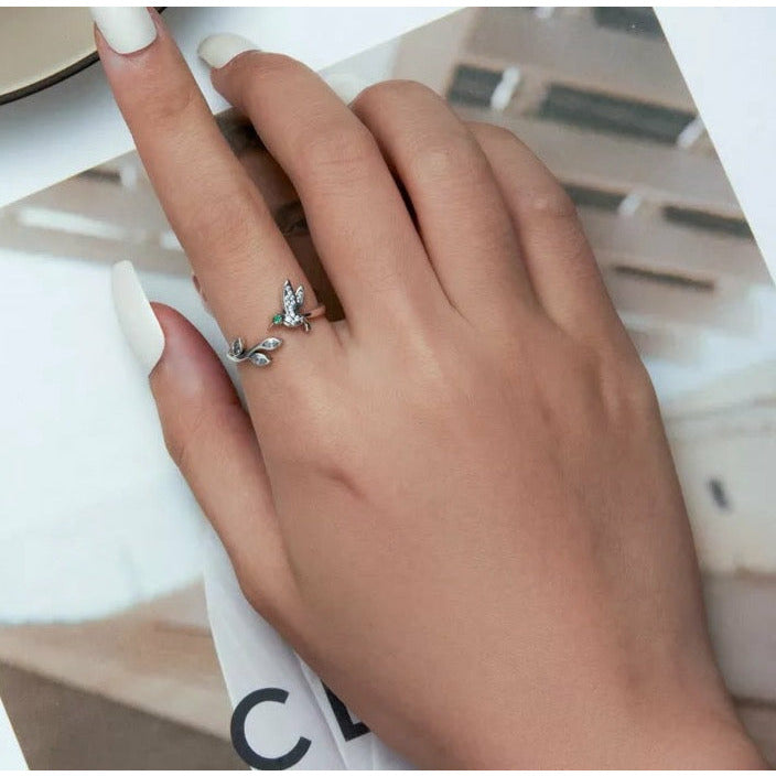 Adjustable Hummingbird CZ Ring
