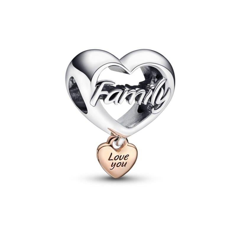 Family Heart Bead Charm