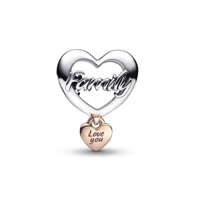 Family Heart Bead Charm