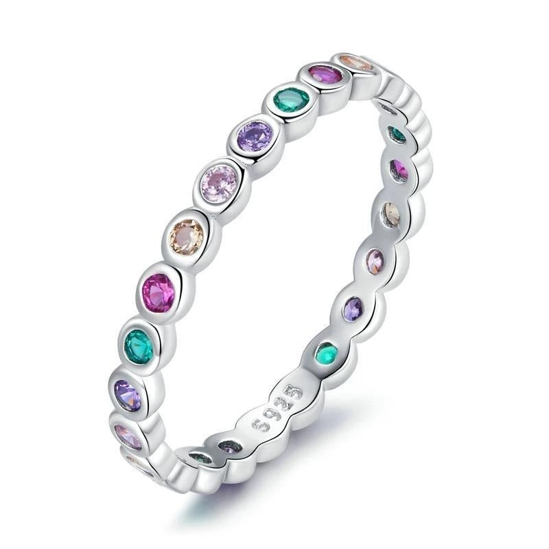 Colourful CZ Lucky Rainbow Ring