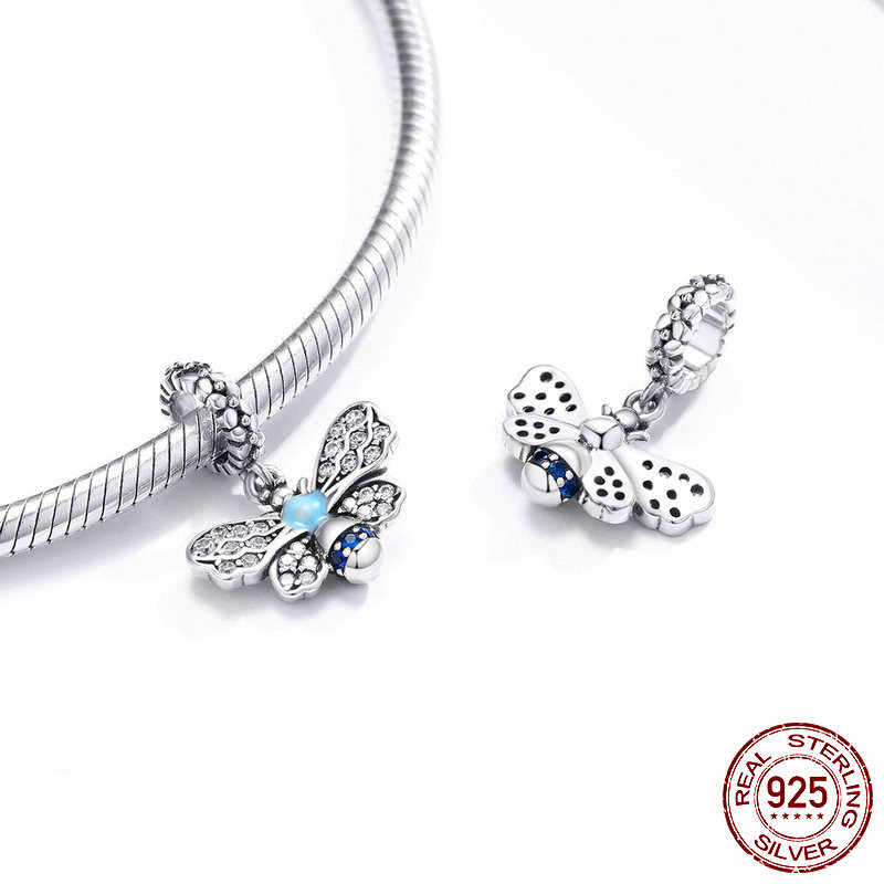 Blue CZ Bee Dangle Charm