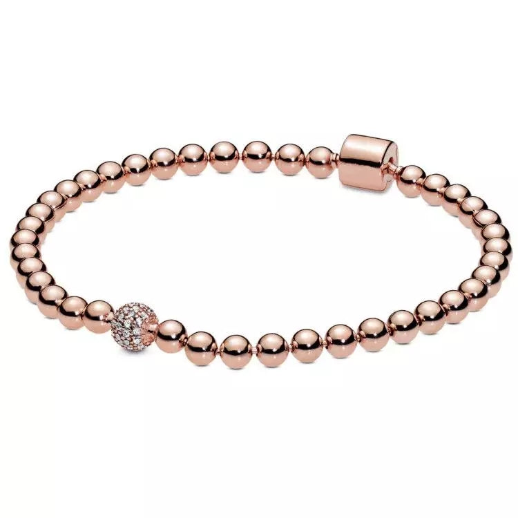 Rose Gold Beaded Link Bracelet